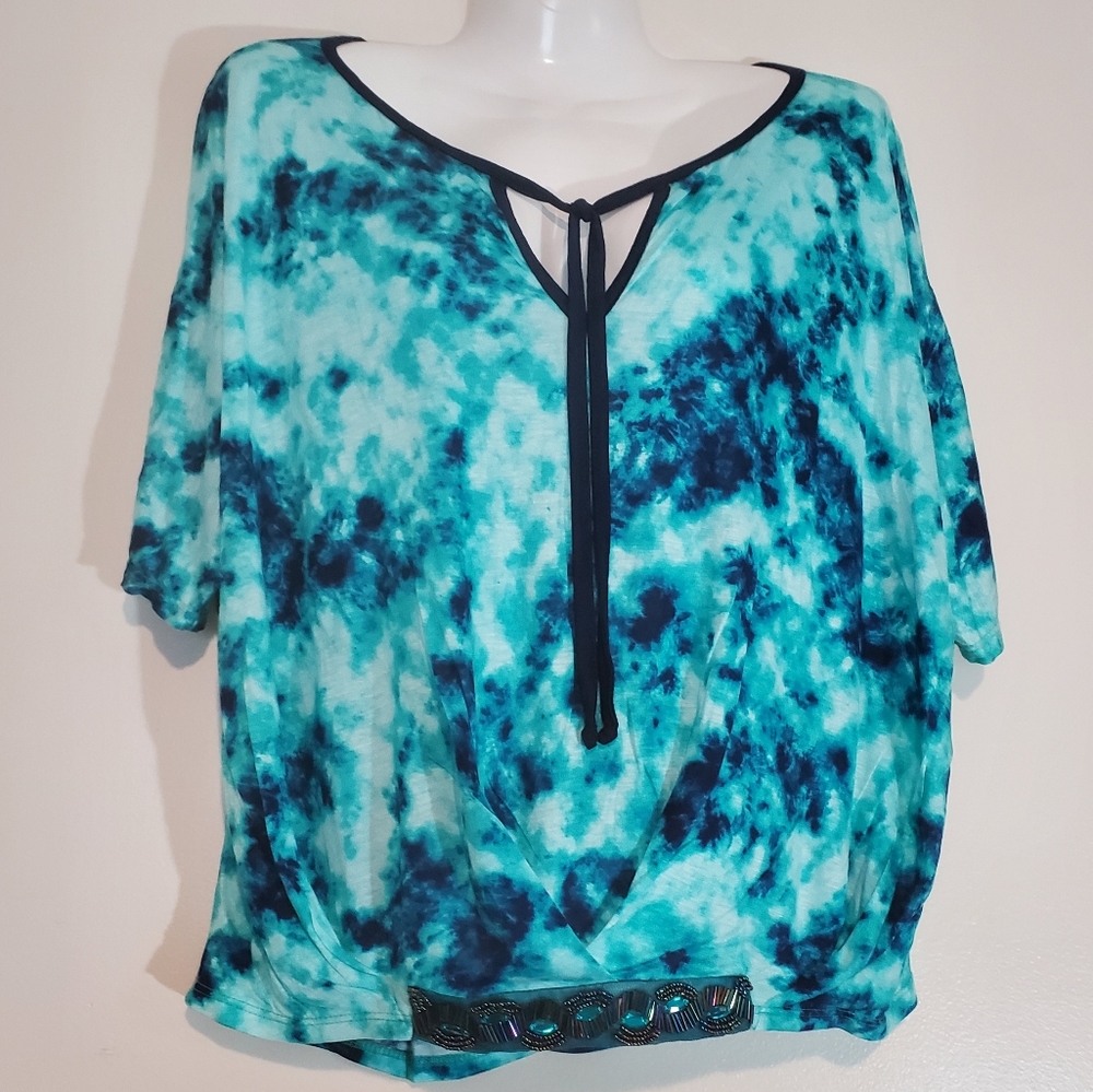 Paper Doll Tie Dye Embellished Top